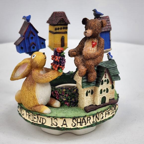 Deb Strain 'A CARING FRIEND IS A SHARING FRIEND' Candle Jar Capper Topper - Picture 1 of 6